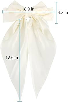 Silky Satin Hair Bows 2Pcs Big Hair Bows for Women Hair Ribbons Oversized Long Tail White Hair Bo... | Amazon (US)
