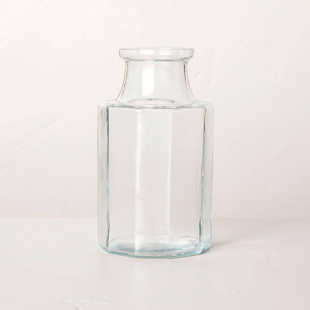 Medium Octagonal Clear Glass Bottle Vase - Hearth & Hand with Magnolia | Target
