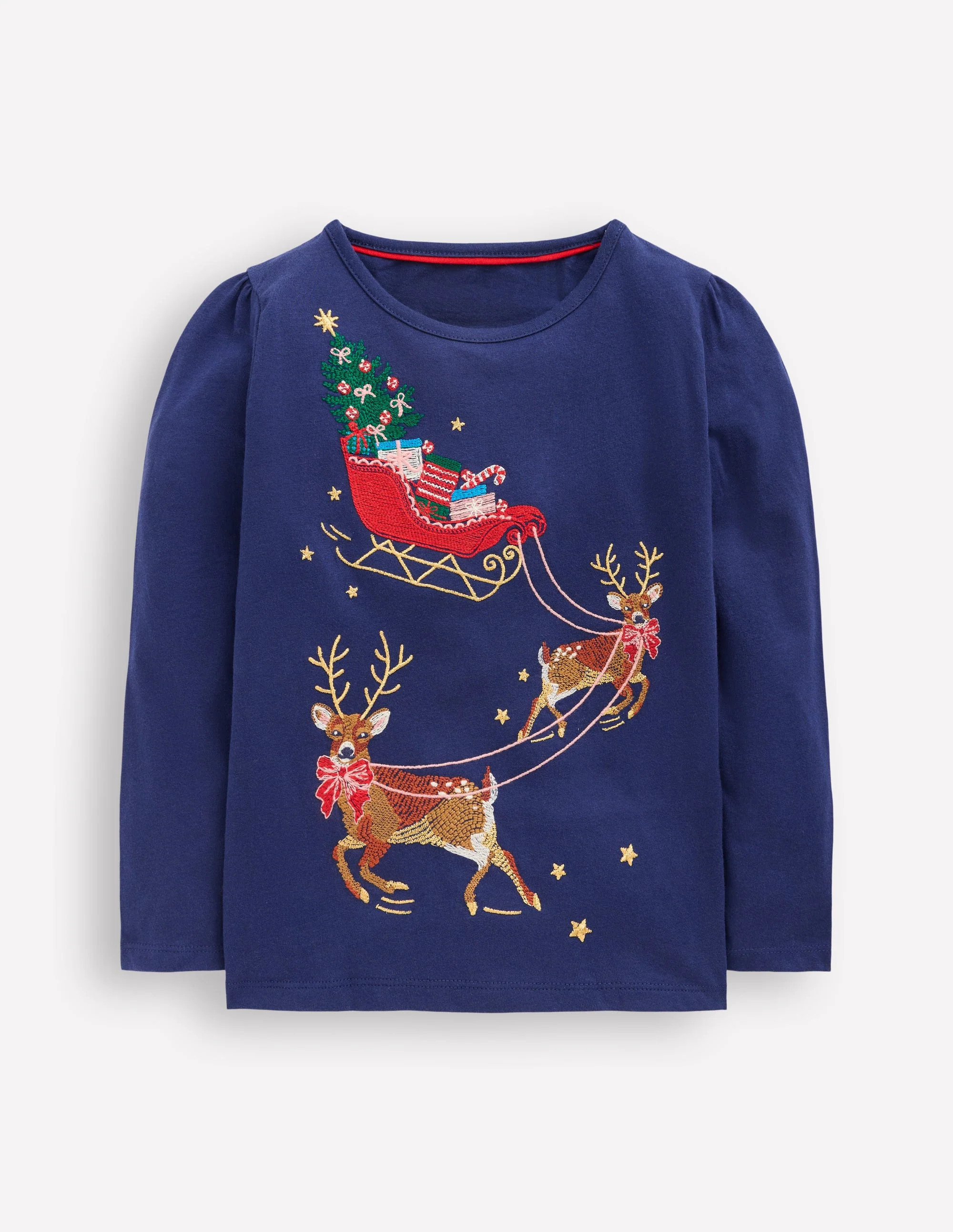 Long Sleeve Superstitch Tee Starboard Blue Festive Boden | Boden (US)