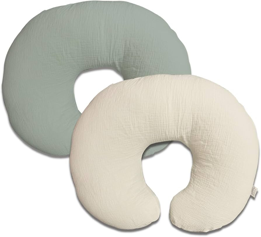 Nursing Pillow Cover,Muslin Cotton,Removable Cover for Breastfeeding Pillows,2-Pack Pillow Covers... | Amazon (US)
