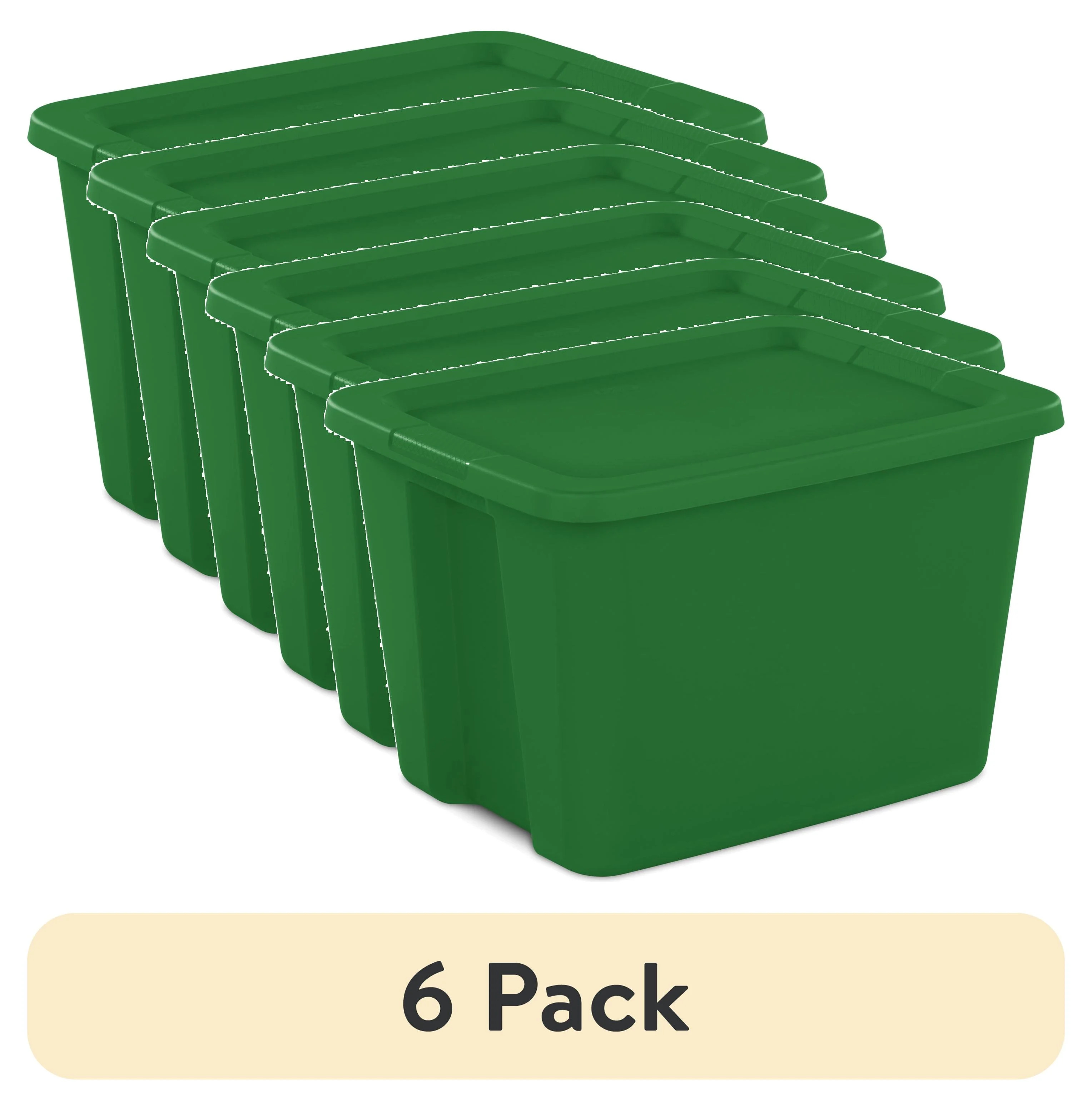 (6 pack) Sterilite 18 Gallon Tote, Plastic Storage Bin with Snap-on Lid, Ideal for Holiday Linens... | Walmart (US)