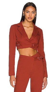 Camila Coelho Margot Jacket Top in Dark Red from Revolve.com | Revolve Clothing (Global)