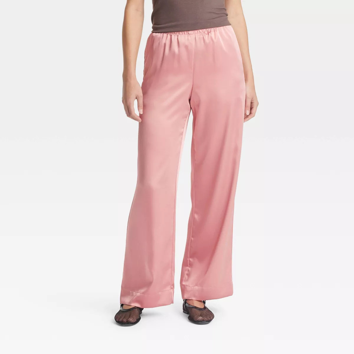 Women's Mid-Rise Straight Leg Satin Pull-On Pants - A New Day™ | Target