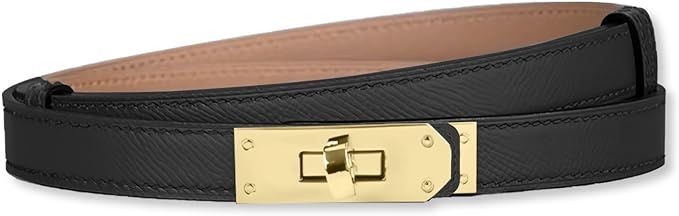 LumiSyne Women Skinny Leather Belt Classic Solid Color Alloy Turn Lock Ladies Adjustable Leather ... | Amazon (UK)