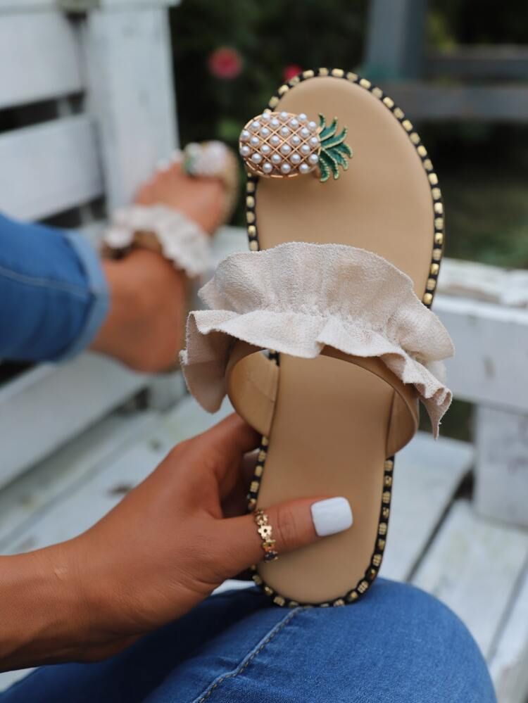 Ruffle Decor Thong Sandals | SHEIN