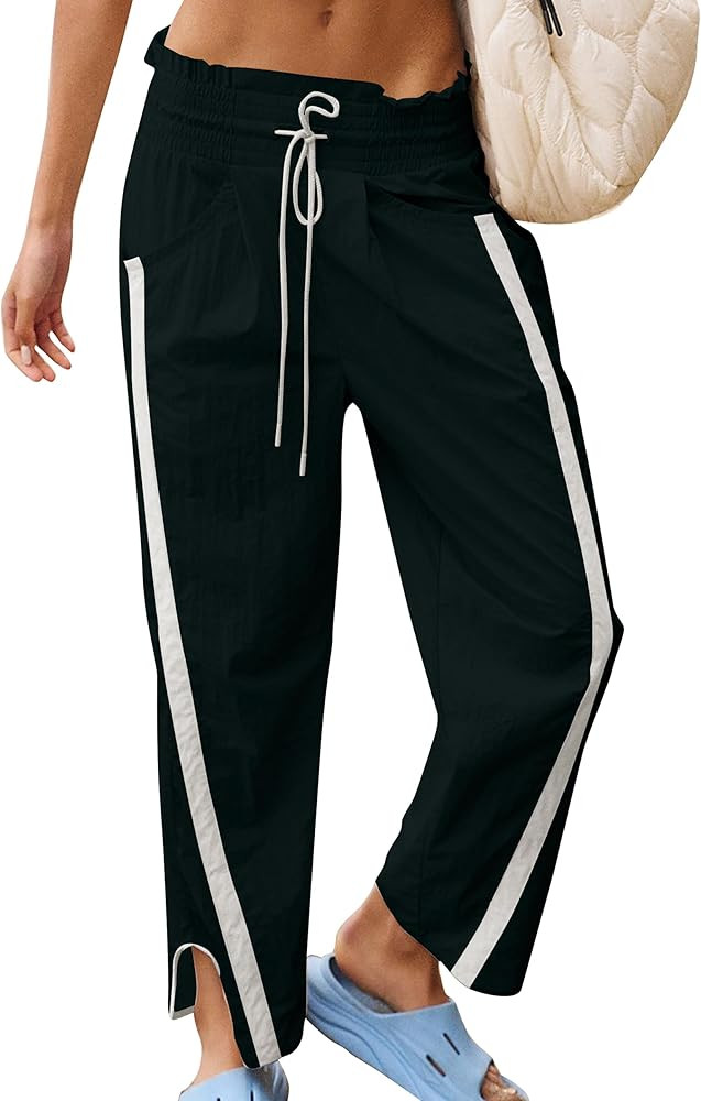 Track Pants Women Casual Drawstring Barrel Pant Lightweight Baggy Contrast Color Workout Pants wi... | Amazon (US)
