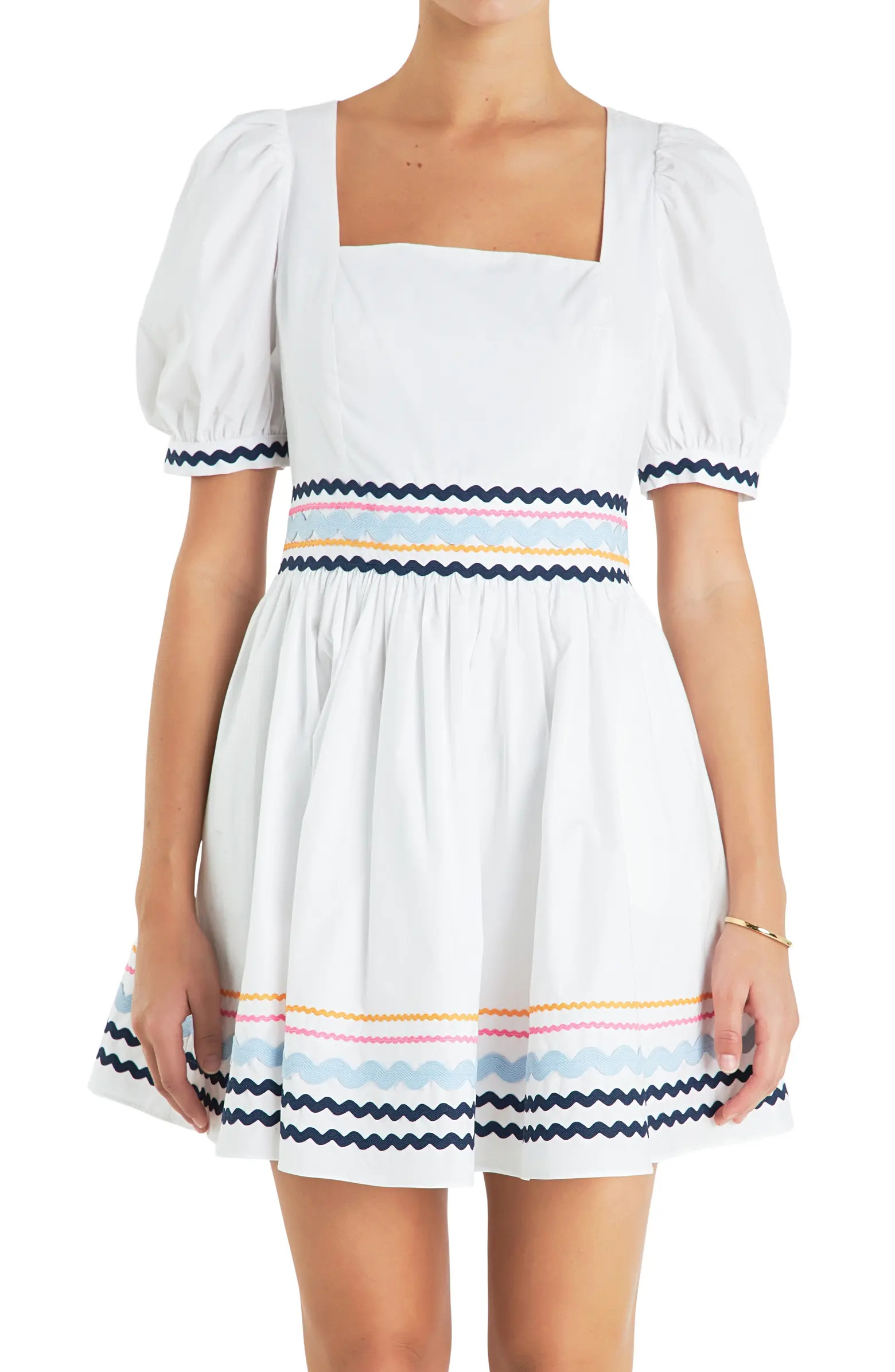 English Factory Rickrack Trim Fit & Flare Minidress | Nordstrom | Nordstrom