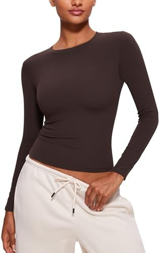 CRZ YOGA Softembrace Crewneck Long Sleeve Shirts for Women - Casual Going Out Tops Soft Basic Fit... | Amazon (US)
