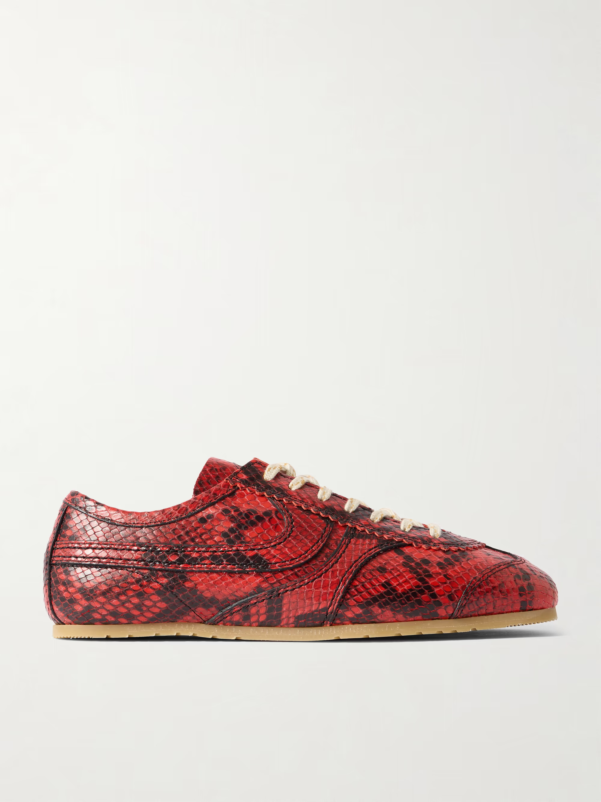 Paneled snake-effect leather sneakers | NET-A-PORTER APAC