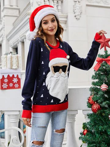 Christmas round neck pullover loose knit sweater | 1Sansome