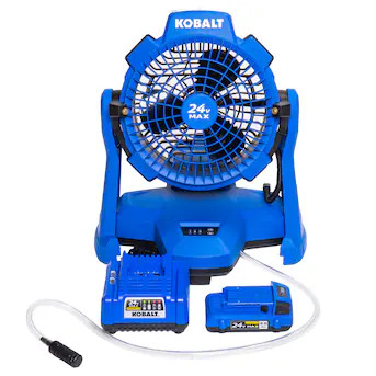 Kobalt 7-in 24 -Volt 3 -Speed High Velocity Indoor/Outdoor Blue Misting Floor Fan Battery Include... | Lowe's