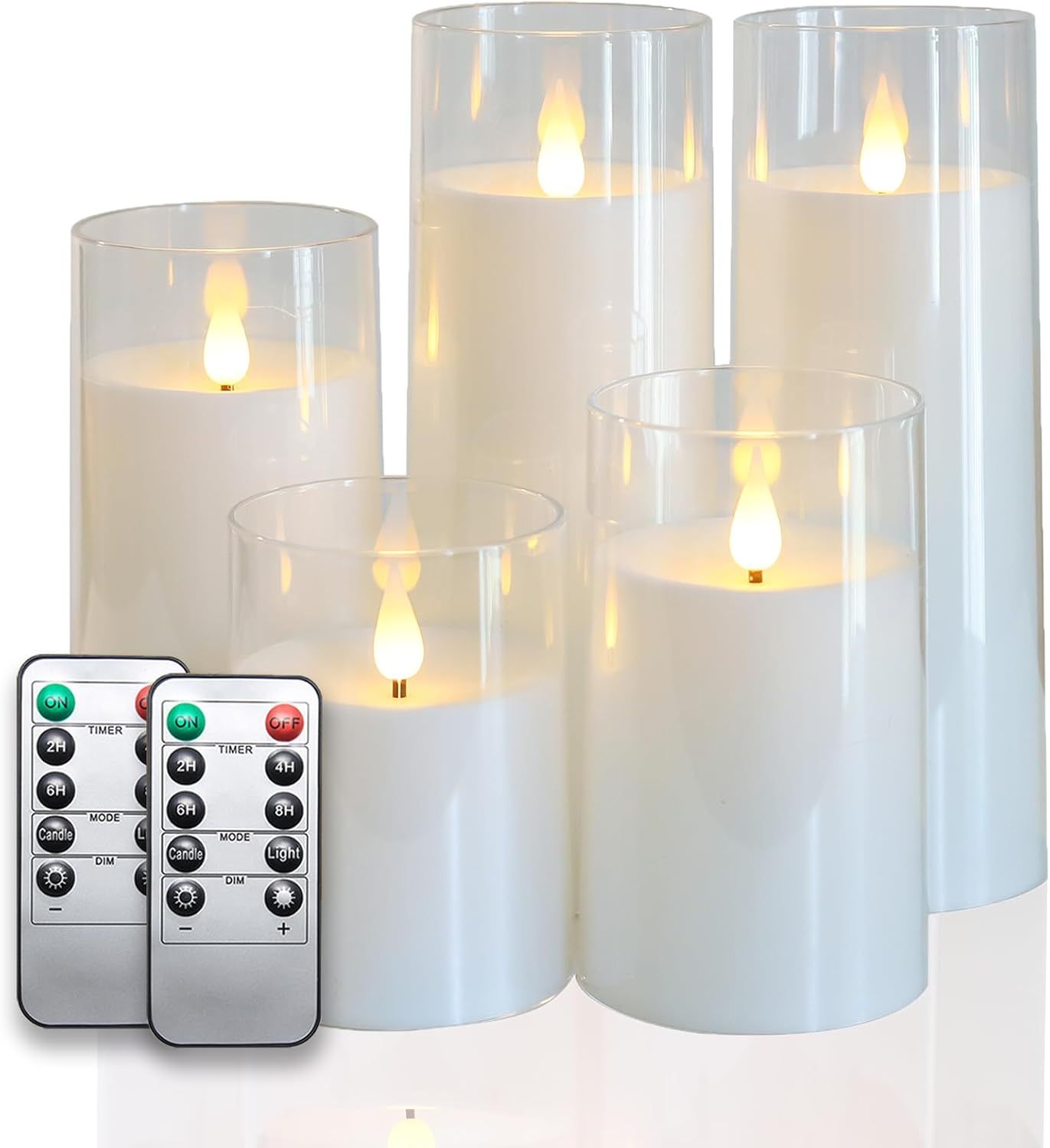 Fo32won White Flameless Candles with Remote and Timer, 3D Flame Battery Operated LED Candles fo... | Amazon (US)