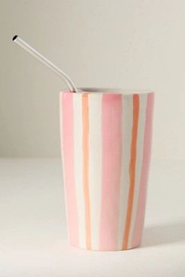 Daily Stripe Stoneware Demi Lid Sipper | Anthropologie (US)