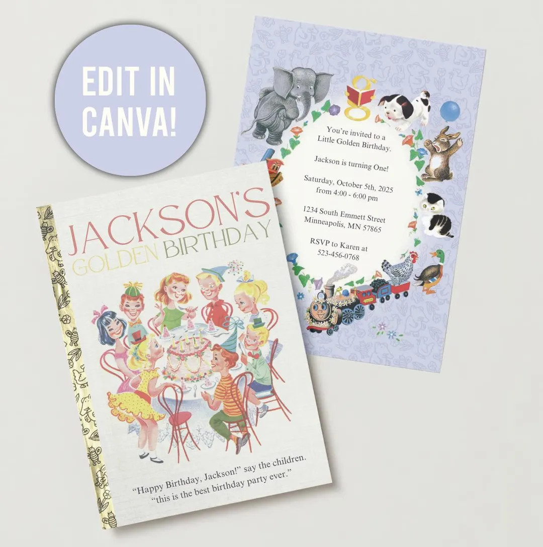Editable Little Golden Book Birthday Invite - Etsy | Etsy (US)