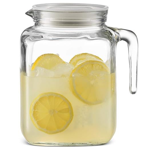 Bormioli Rocco Hermetic Seal Glass Pitcher With Lid and Spout [68 Ounce] Great for Homemade Juice... | Amazon (US)