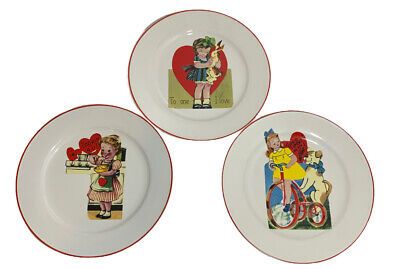3 ROSANNA Vintage Inspired Retro Style Sweet Valentines Design 8” Dessert Plates | eBay US