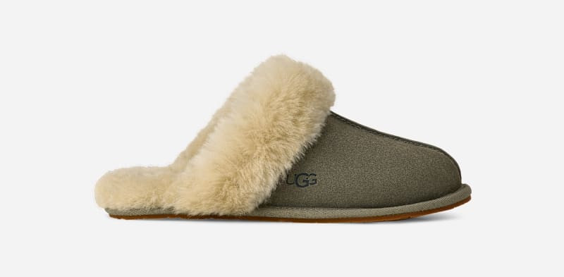 UGG® Women's Scuffette II Suede Sheepskin Slipper in Moss Green/Muted Brass, Size 5 | UGG (US)