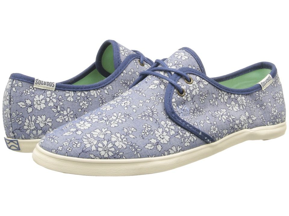 Soludos Sand Shoe Lace Up Prints (Denim Flowers Blue) Women's Shoes | Zappos