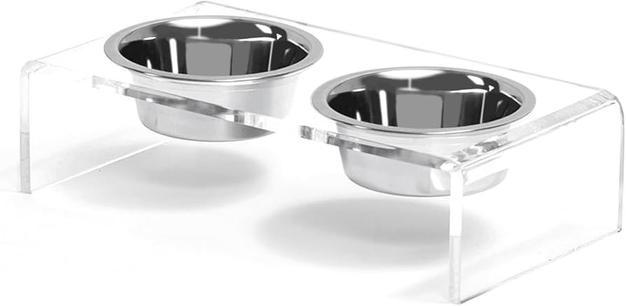 Acrylic Elevated Dog Cat Bowls Pet Feeder Double Bowl Raised Stand Comes with 4 Removable Stainle... | Amazon (US)