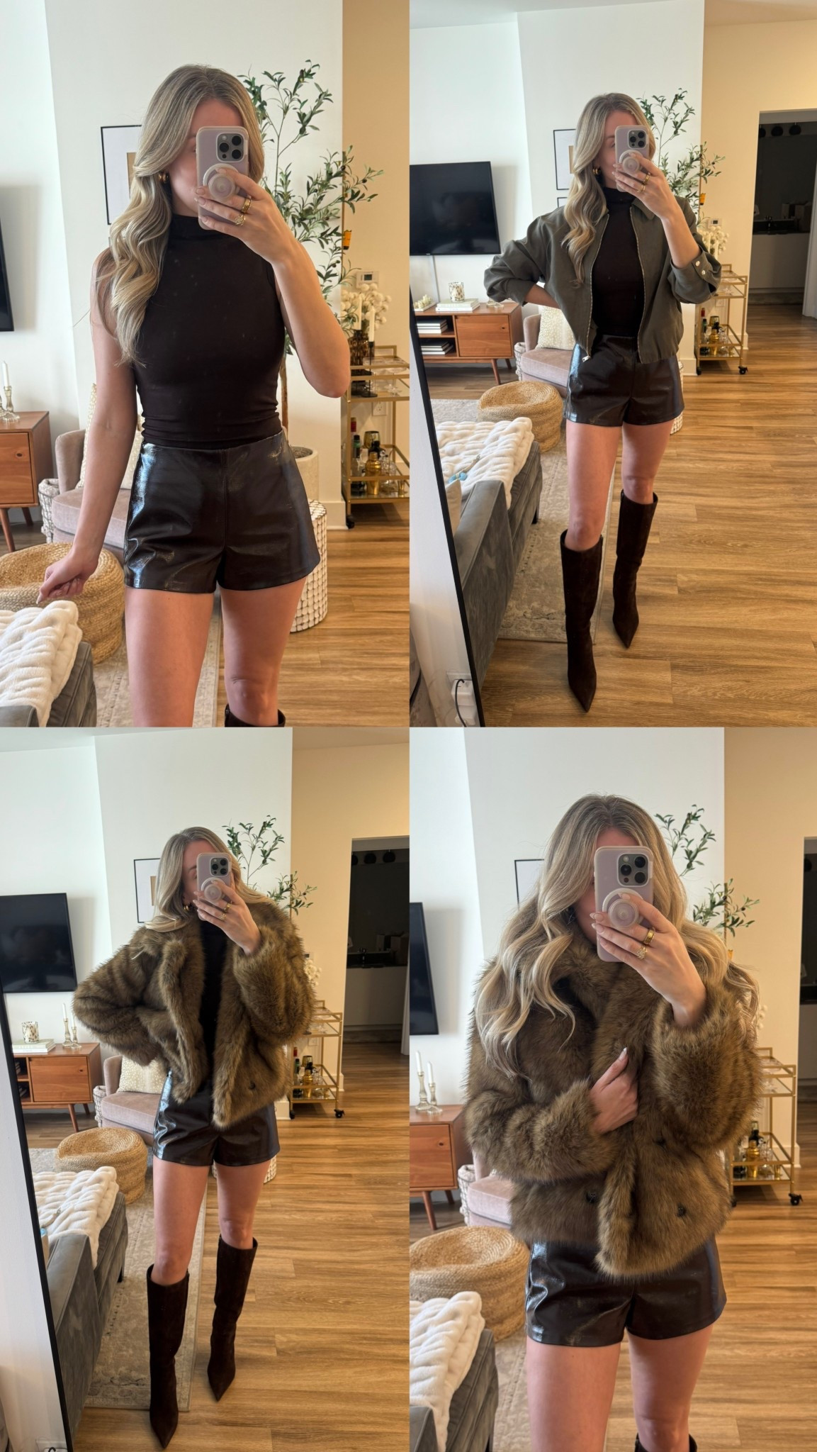 This mock neck tank and both jackets are included in the Zara sale! 
Tank - medium 
Green jacket - XS 
Fur jacket - small
Shorts - 27 (wish they were a 26) 
Boots - TTS

#LTKSeasonal #LTKootd #LTKSaleAlert