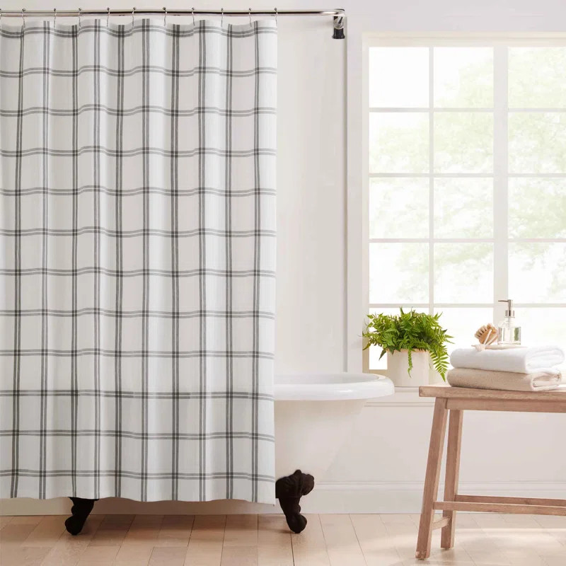 Goughf 100% Cotton Plaid Single Shower Curtain | Wayfair North America