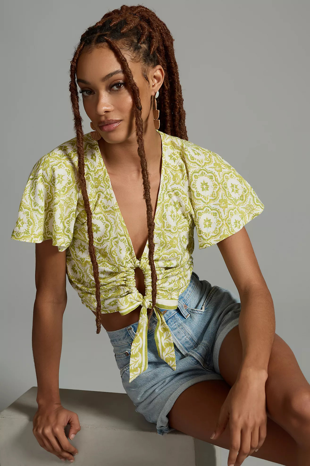 Pilcro Flutter-Sleeve Crop Top | Anthropologie (US)