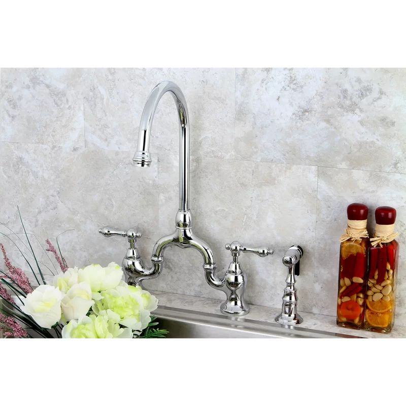 English Country Bridge Faucet with Side Spray | Wayfair Professional