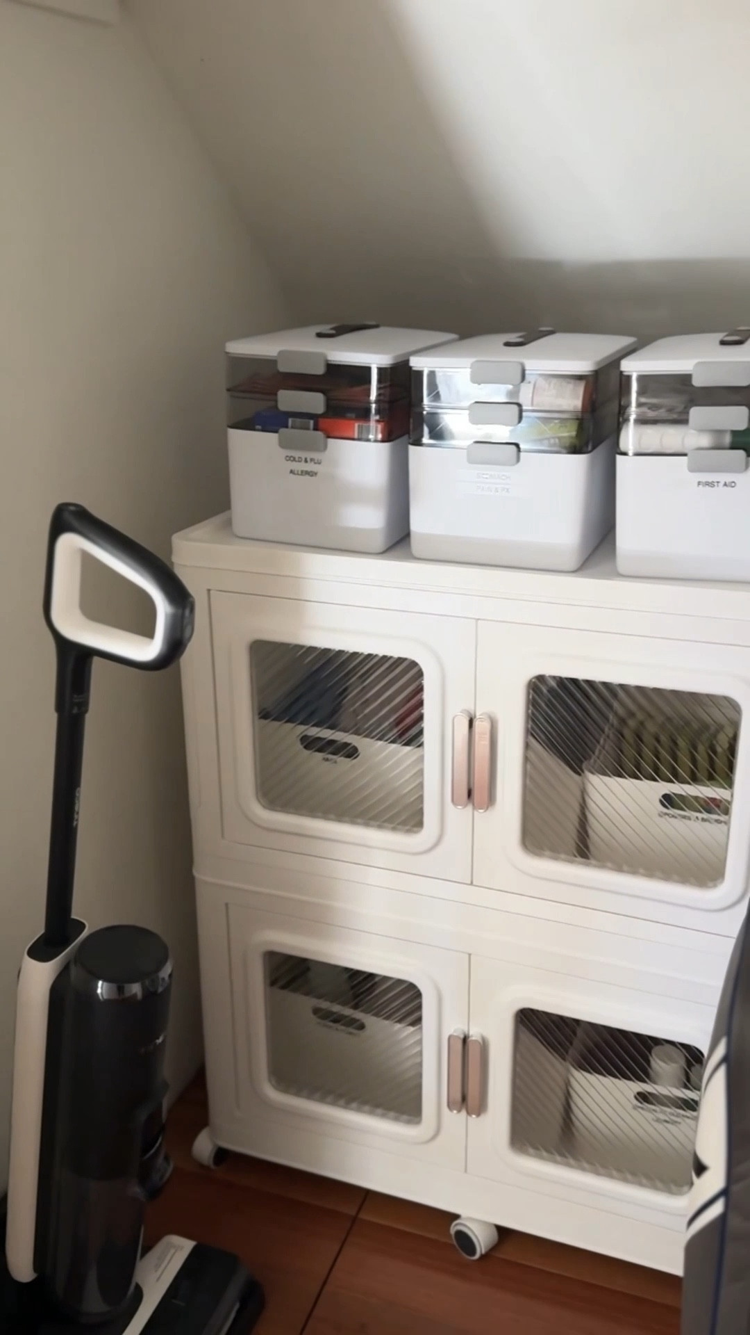 These stacking cabinets are back in stock … FOR NOW! We’ve been selling them out since I shared these in my garage. 

If you have an awkward under stairs closet without a defined purpose, this is one idea that may work for you! In this space we organized cleaning supplies and medicine.

#LTKSaleAlert #LTKHome #LTKFamily