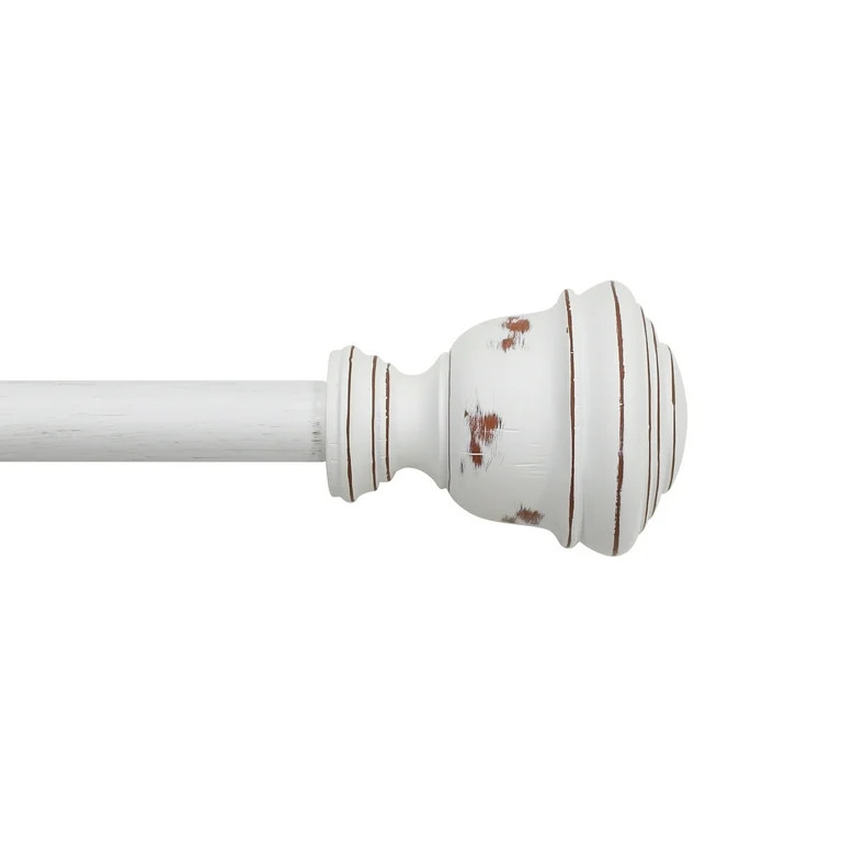 Mainstays 3/4" White Faux Wood Urn Single Curtain Rod Set, 30-84" | Walmart (US)