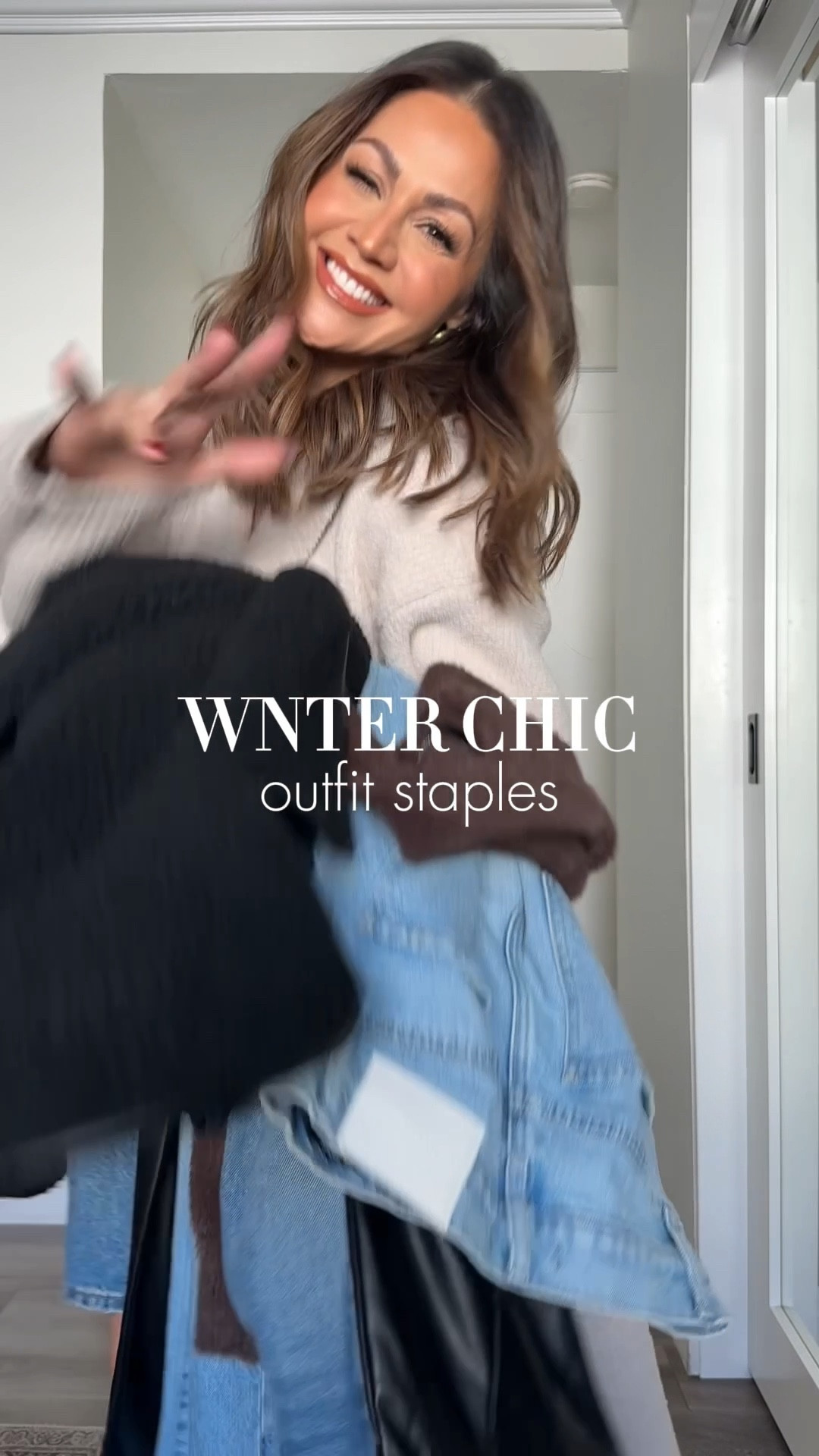 Winter chic staples 40-50% off everything!! @express 
Sizing info:
Look 1
Coat: small 
Wide leg jeans : 2
Mesh top:  small
Look 2
Teddy jacket : small 
Leather pull on wide leg pants :  0
Turtleneck :  small 
Look 3
Fuzzy sweater : small 
Midi faux leather skirt : small 
Coat:  small
Look 4
Baggy jeans :  2
Stripe Sweater :  small 
Suede oversized jacket :  small 
Im 5’4”/130

#LTKHoliday #LTKGiftGuide #LTKU