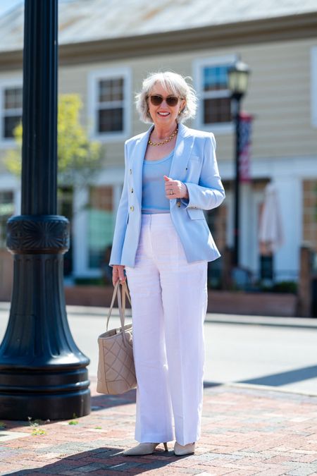 I love wearing linen during the spring & summer. ✨ For a more elevated look in the warmer months I opt for structured linen trousers with a tank and coordinating blazer  

#LTKstyletip #LTKmidsize #LTKover40