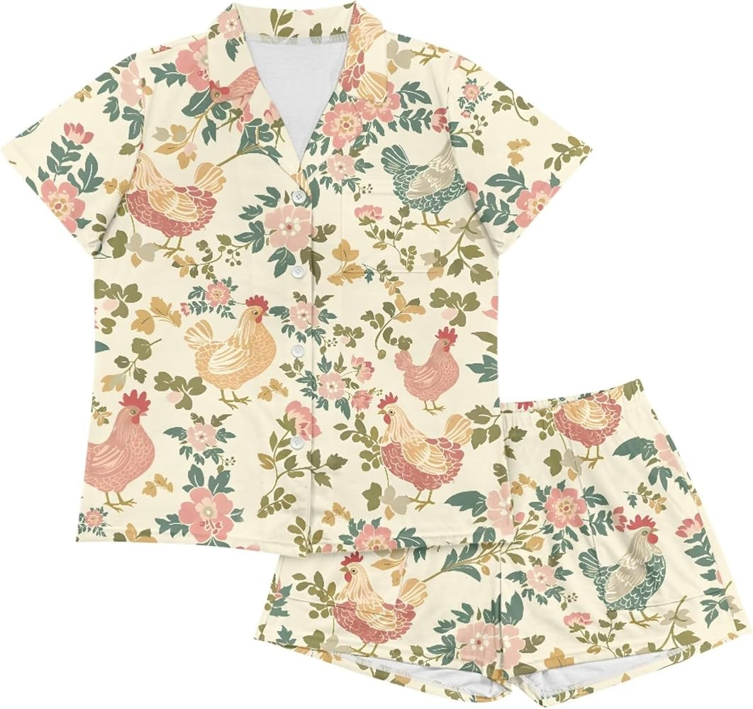 Pajamas Women Comfy Button Down Pajama Sets Short Sleeve Loungewear Two Piece Sets | Amazon (US)