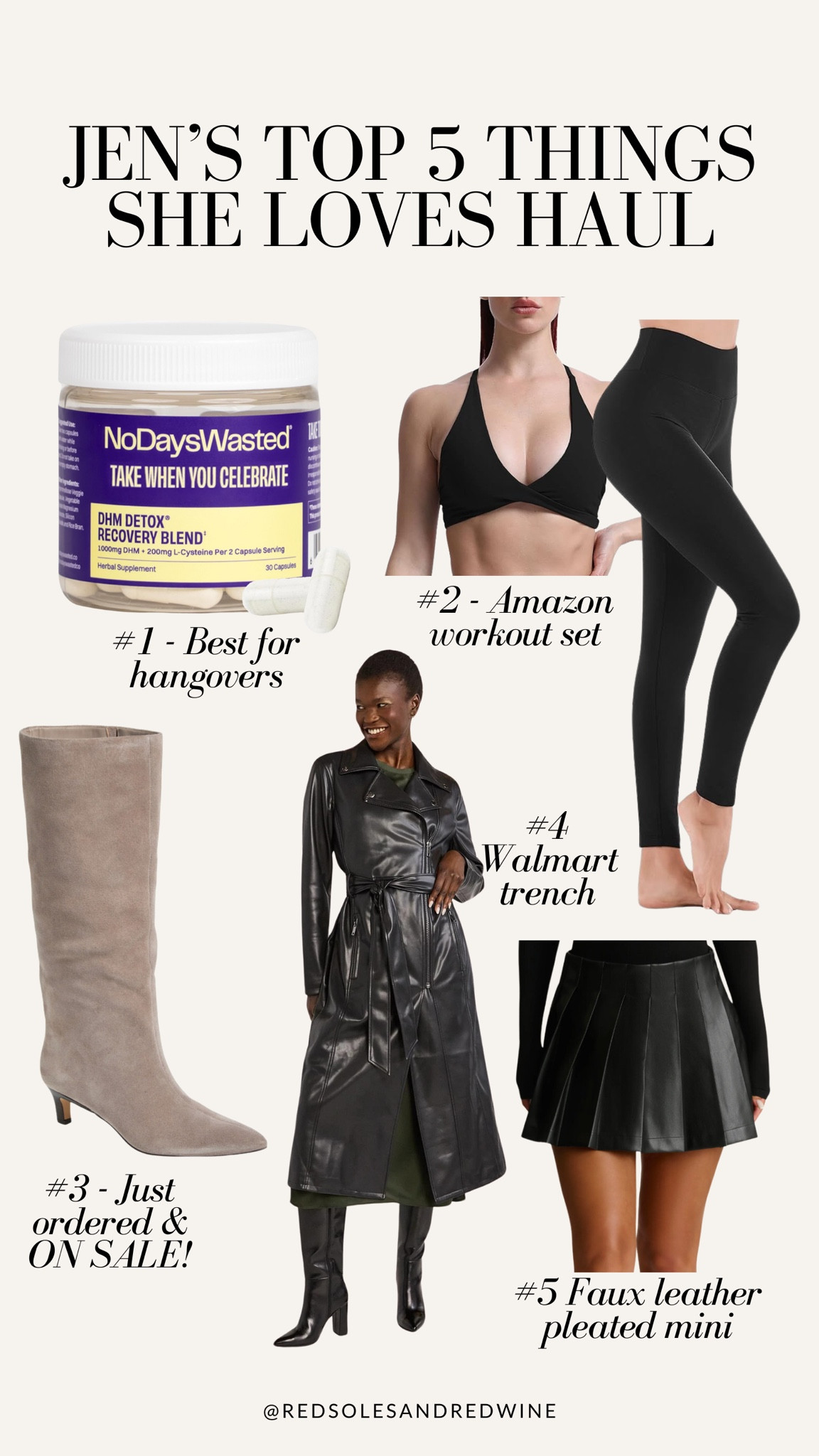 My weekly things I love haul! Hangover cure, Amazon workout set, knee high side boots, faux leather trench coat, faux leather pleated mini skirt 

#LTKFindsUnder100 #LTKStyleTip