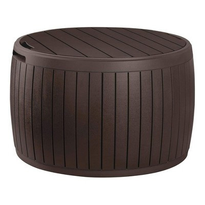Keter Circa 37 Gallon 3-in-1 Patio Deck Storage Box Container with Resin Wood Texture for Outdoor Table or Chair Pool Furniture Decor, Brown | Target