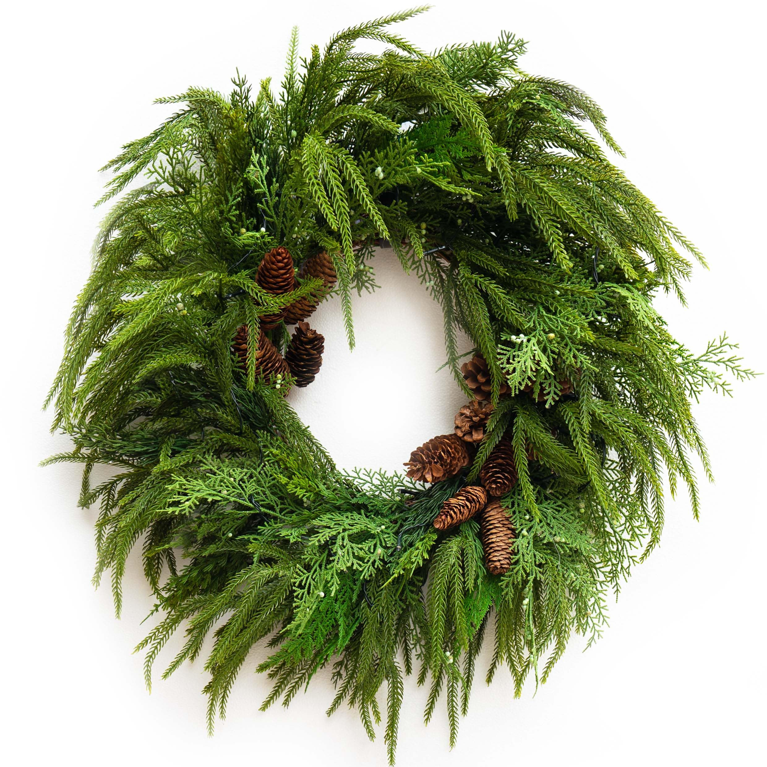 24 Inch Real Touch Norfolk Pine Wreaths for Front Door, Soomeir Artificial Christmas Wreath Green... | Amazon (US)