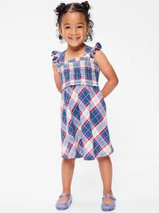 Sleeveless Plaid Smocked Dress for Toddler Girls | Old Navy (US)