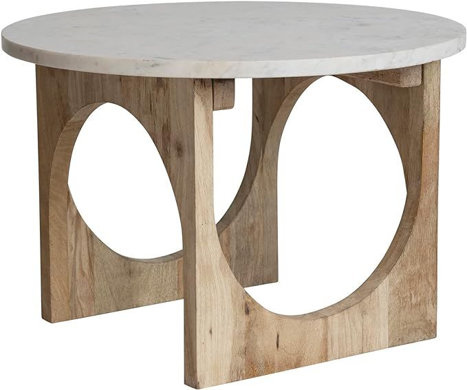 Bloomingville Modern Wood Accent Marble Top, White and Natural Side Table | Amazon (US)