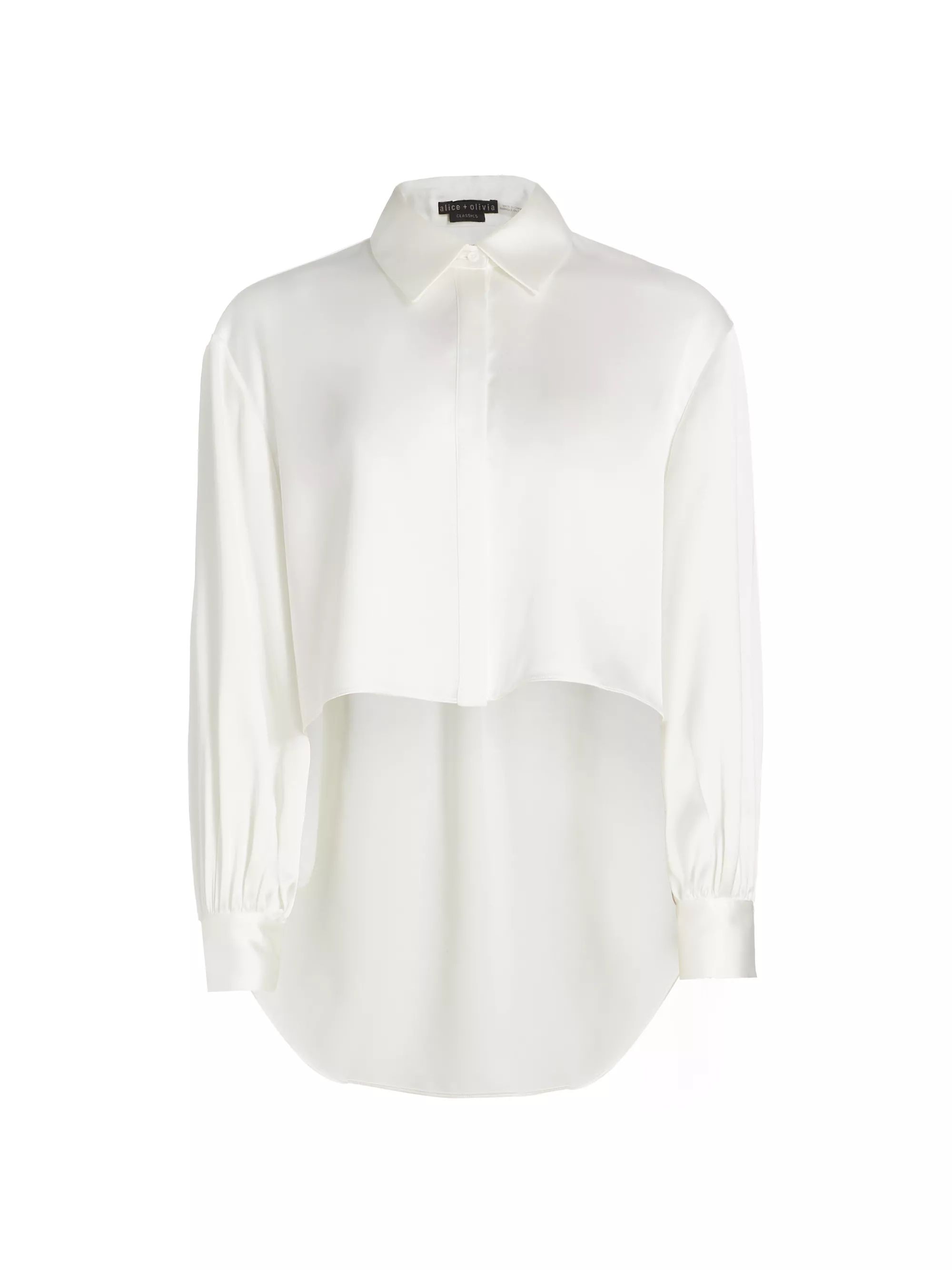 Finely High-Low Satin Shirt | Saks Fifth Avenue