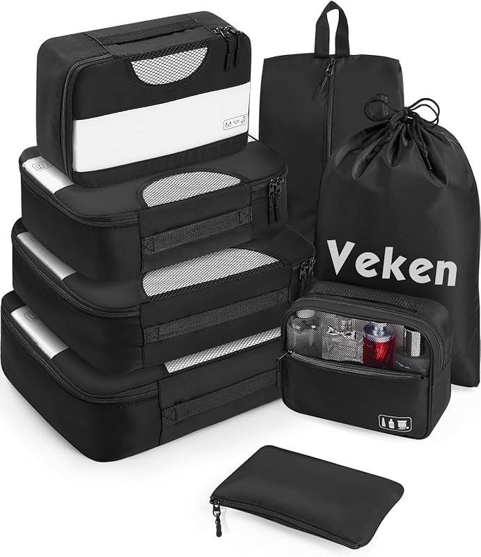 8 Set of Various Colored Packing Cubes for Carry on Suitcase in 4 Sizes(Extra Large, Large, Mediu... | Amazon (US)