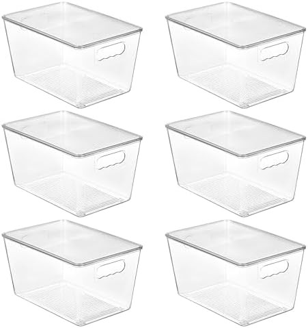 Vtopmart 6 Pack Clear Stackable Storage Bins with Lids, Large Plastic Containers with Handle for ... | Amazon (US)