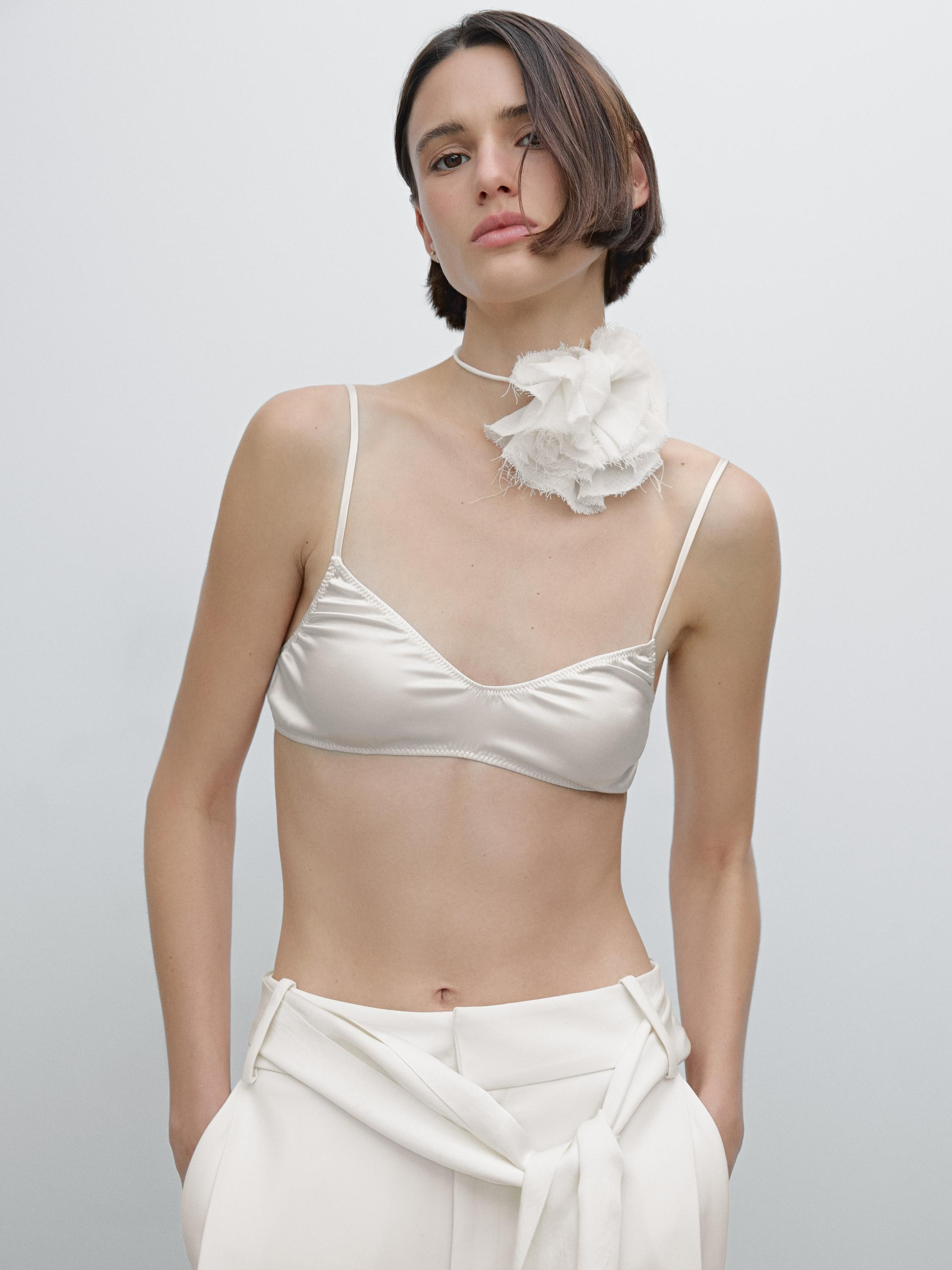 Silk blend gathered bra - Studio | Massimo Dutti US