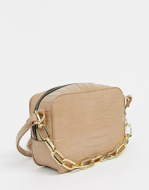 New Look – Kameratasche in Camel mit Krokomuster | ASOS DE