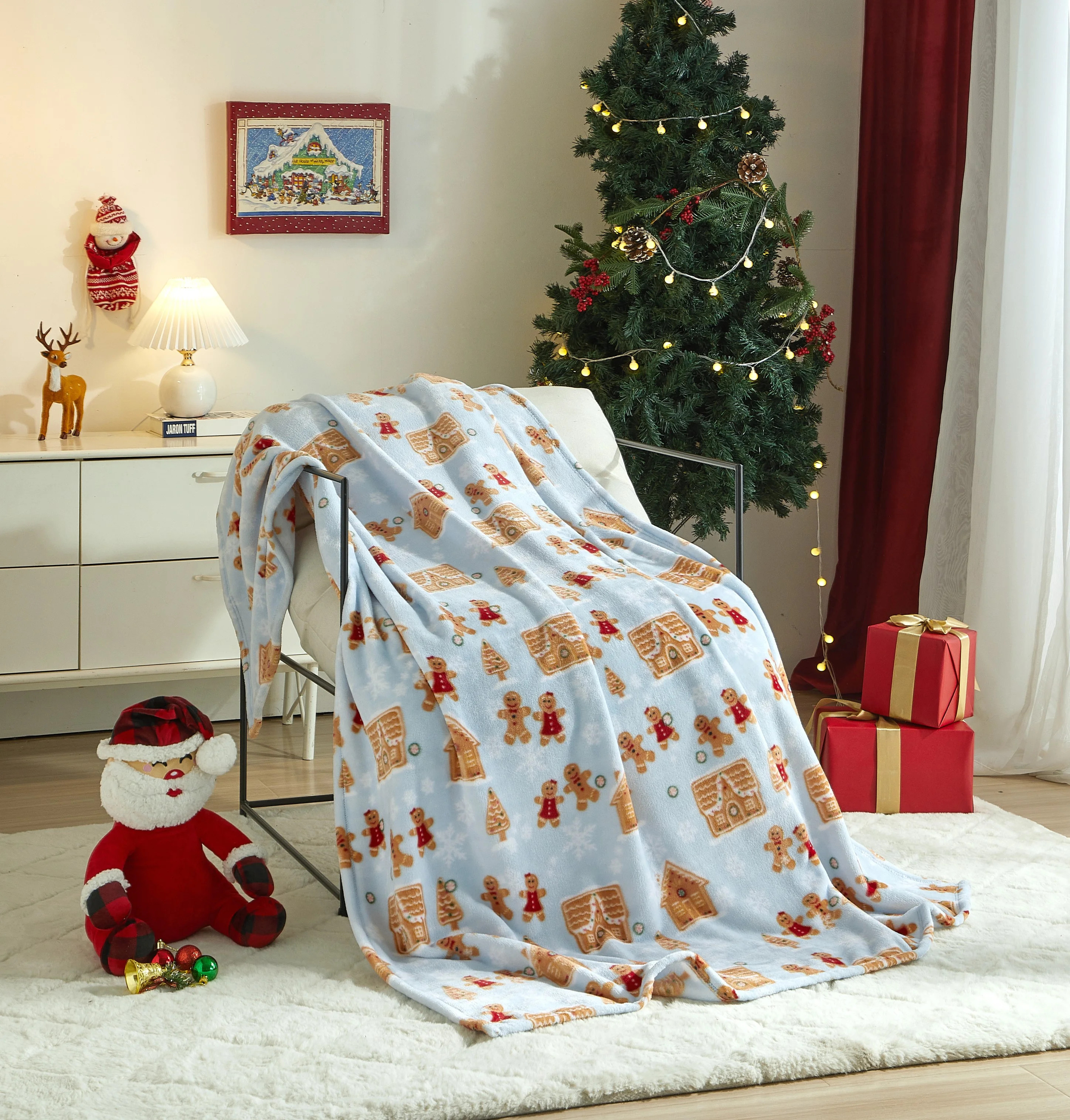 Holiday Time Cozy Christmas Plush Gingerbread Houser Overized Throw Blanket, 50"x70" | Walmart (US)