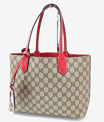 Auth GUCCI Brown GG PVC Canvas and Red Leather Reversible Tote Bag Purse #56976 | eBay US