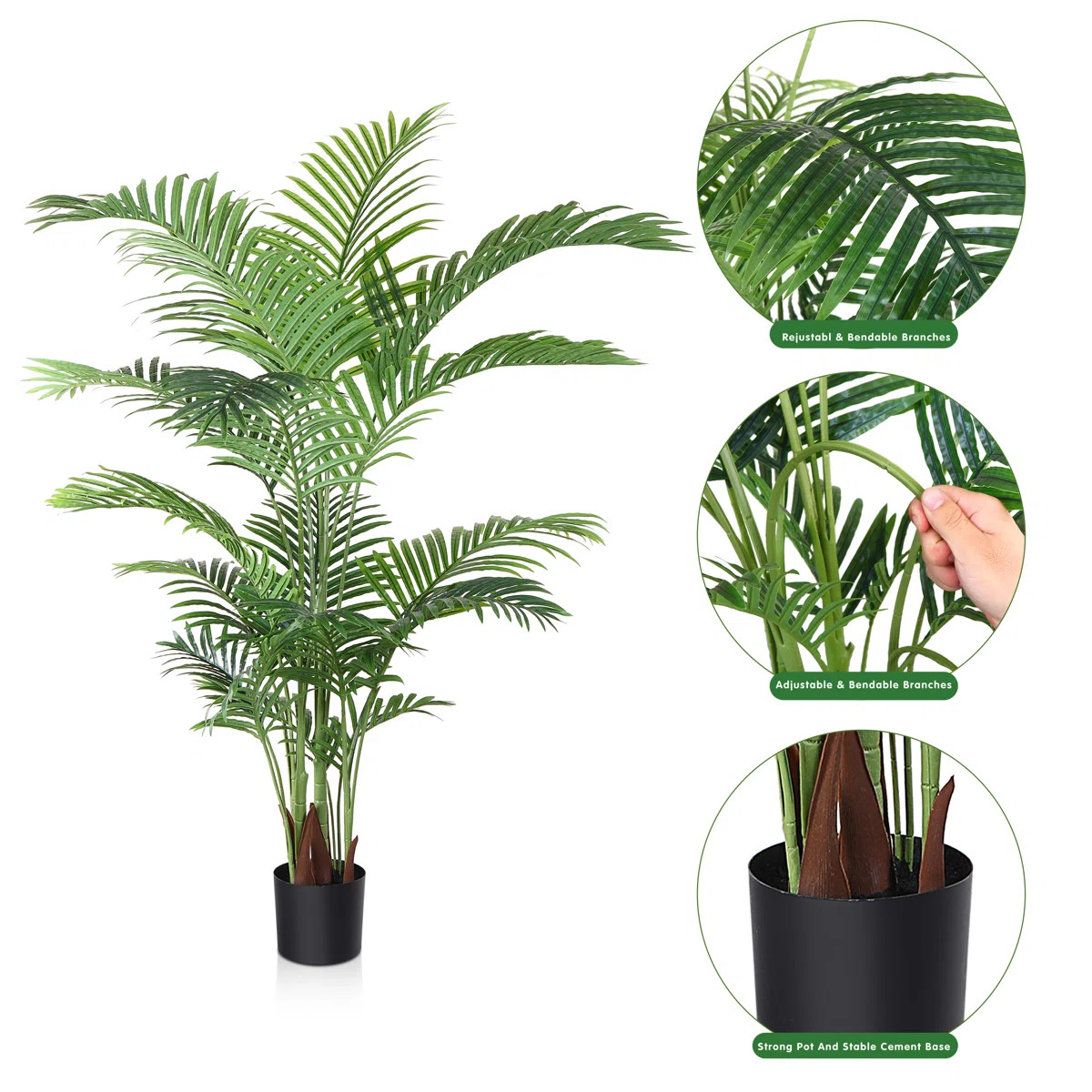 Adcock Set of 2 Artificial Palm Tree in Black Pot, 63in UV Resistant Faux Palm Plant for Home Ind... | Wayfair North America