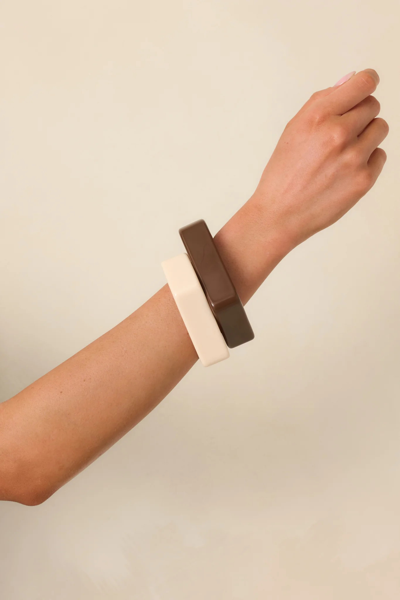 Loving This Part Brown Ivory Bangle Bracelet Set | Red Dress