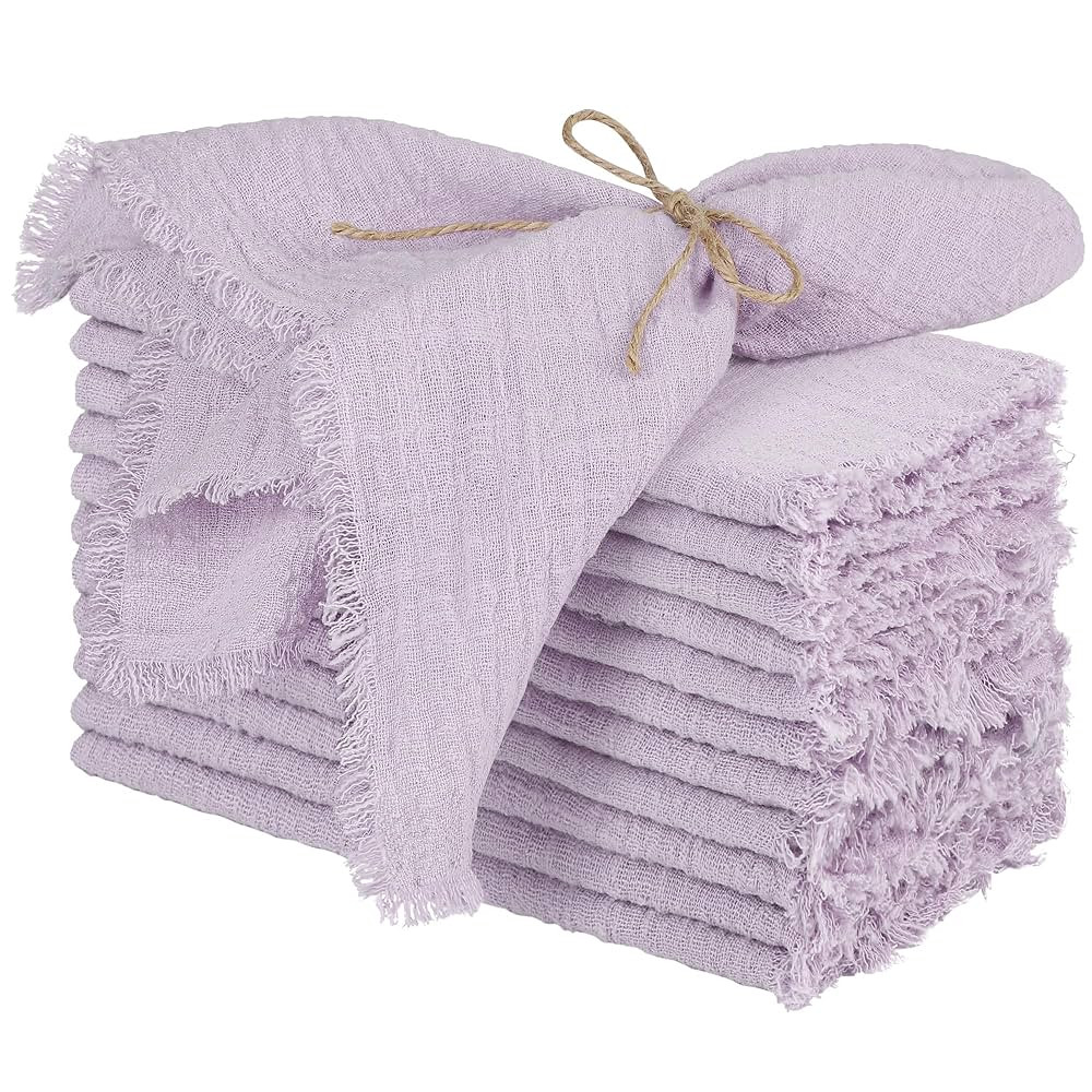 TURSTIN 12 Pieces Cotton Linen Cloth Napkin Handmade Cloth Napkin with Fringe 17 x 17 Inch Soft C... | Amazon (CA)