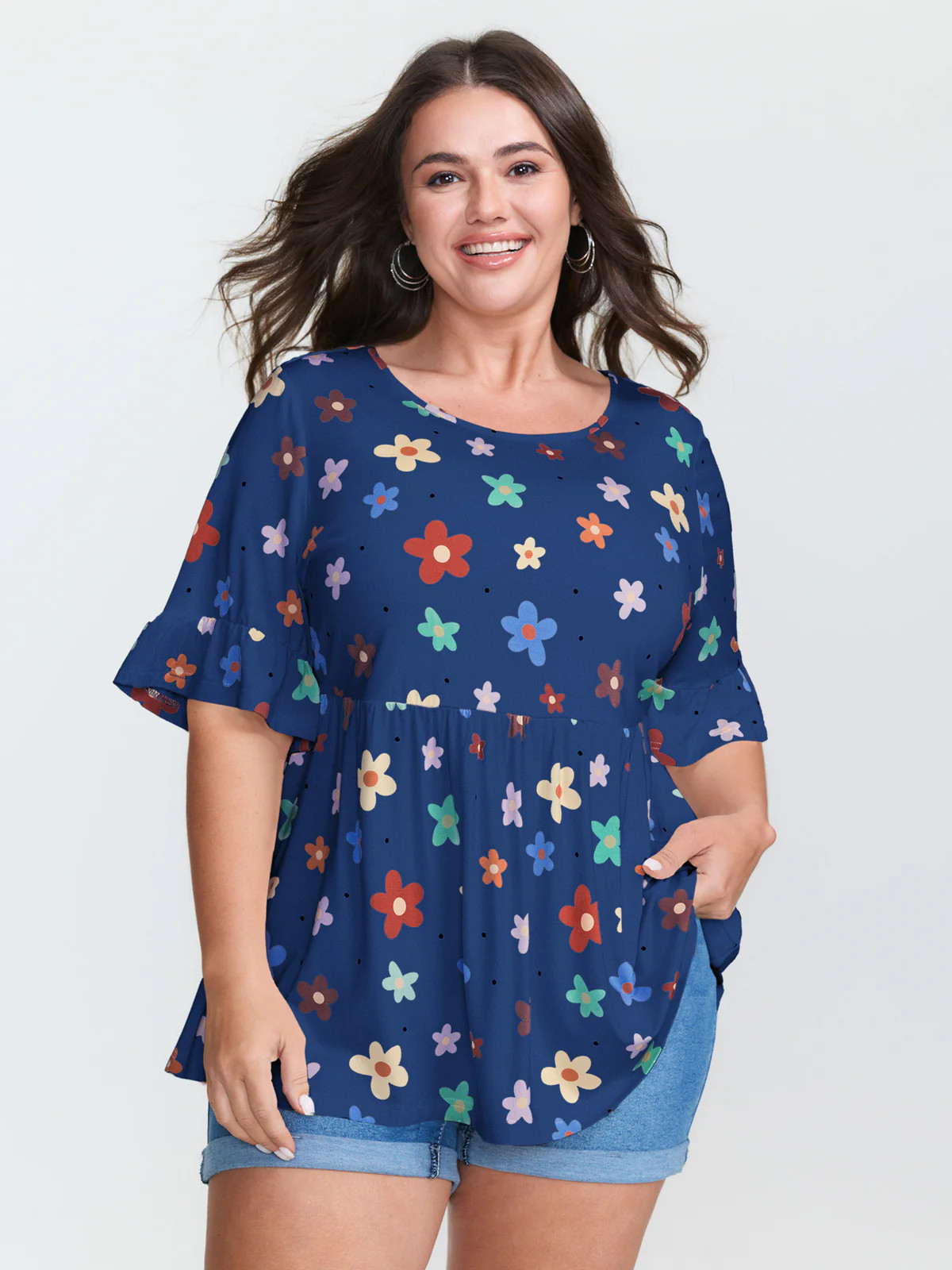 Floral Print Stretchy Knit Top | Bloomchic