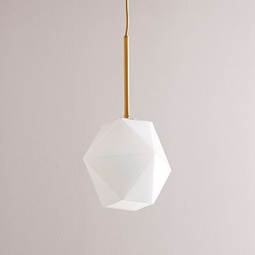 Sculptural Glass Faceted Pendant - Milk | West Elm (US)