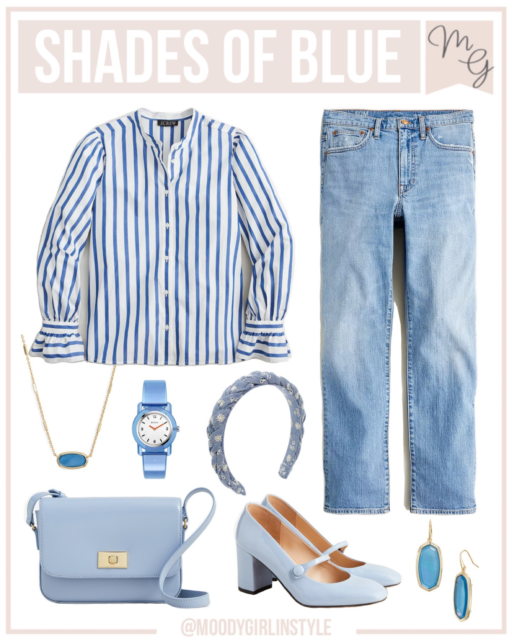 Spring Outfit Idea - Perfect look for a causal office day or brunch on the weekends! Loving all of the shades of blue here! #jcrew #kendrascott #springinspiration @jcrew #springfashion #springweather 

spring style, spring fashion, jcrew fashion, vacation style, spring vacation, denim, jcrew style, jcrew finds, spring heels, shades of blue, blue hue

#LTKSale #LTKsalealert #LTKunder100 #LTKSeasonal

#LTKunder50 #LTKstyletip #LTKFind